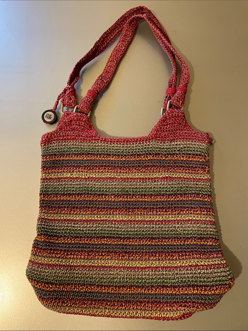 The Sak Multicolor Striped Knit woven Tote